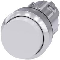 Siemens 3SU10500BB600AA0 3SU1050-0BB60-0AA0 Druktoets Metalen frontring, Hoogglans, Rond Knop Zilver, Wit 1 stuk(s)