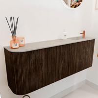 Toiletmeubel Mondiaz Joya Dlux | 111.6 cm | Meubelkleur Walnut | Faye wastafel Opalo Wasbak Rechts | 1 kraangat