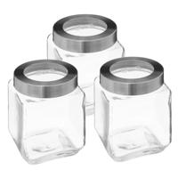 5Five voedsel voorraadpot MIRO met draaideksel - 3x - glas - 1.2L - 11 x 14 cm - weckpot