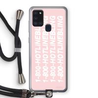 Hotline bling pink: Samsung Galaxy A21s Transparant Hoesje met koord