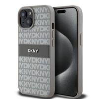iPhone 15 DKNY Repeat Pattern Tonal Stripe hoesje - Beige