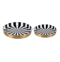 Candy Swirl - Dienblad set van 2 Ø31cm/Ø26cm Zwart/Wit Candy Swirl - Dienblad set van 2 Ø31cm/Ø26cm Zwart/Wit