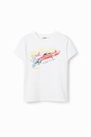 Slim fit T-shirt met illustratie - WHITE - L