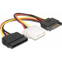 Delock 65235 Kabel Voeding SATA 15-pins male naar Molex 4-pins female + SATA 15-pins female - thumbnail