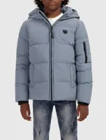 Ballin Amsterdam Logo Badge Padded Winterjas Kids Blauw - Maat 128 - Kleur: Blauw | Soccerfanshop