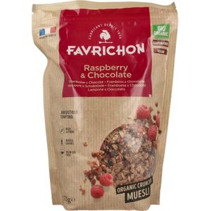 Framboos & chocolade crunchy muesli