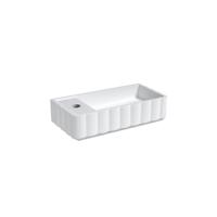 Riho Catching waves Fontein - 44x22cm - 1 kraangat links - solid surface - mat wit W045003105