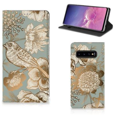 Smart Cover voor Samsung Galaxy S10 Vintage Bird Flowers