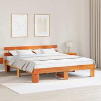 Bedframe met hoofdeinde Bruin 200 x 200 cm Massief grenenhout