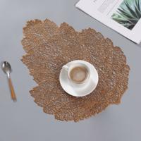 2 stuks blad PVC hittebestendig placemat drankje glas Coaster grootte: 37x47cm (brons)