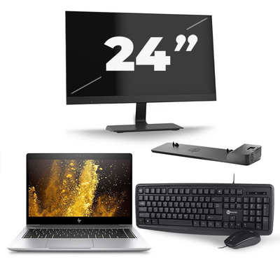 HP EliteBook 840 G5 - Intel Core i5-8e Generatie - 14 inch - 16GB RAM - 256GB SSD - Windows 11 + 1x 24 inch Monitor