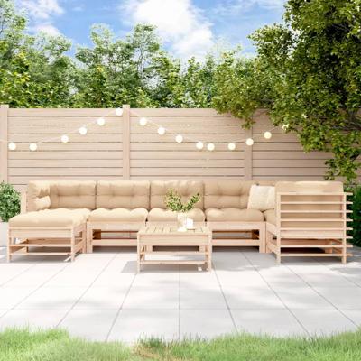 8-delige Loungeset met kussens massief hout