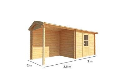 Blokhut met overkapping Fenna 550 cm bij 200 cm diep Zadeldak - Warentuin collection