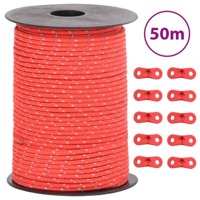 VidaXL Tentscheerlijn met reflecterende strips en spanners 50 m 3 mm
