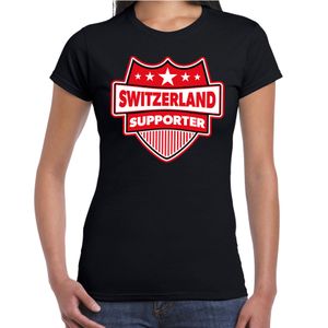 Zwitserland / Switzerland schild supporter t-shirt zwart voor dames