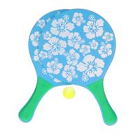 Blauwe beachball set met bloemenprint buitenspeelgoed - thumbnail