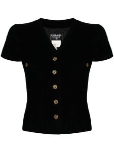 CHANEL Pre-Owned chemise en velours à boutons gripoix (1996) - Noir