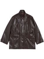 Balenciaga manteau oversize en cuir - Marron