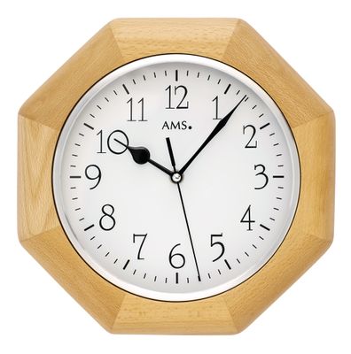 AMS F5512-18 Wandklok zendergestuurd beukenhout 27 cm ø