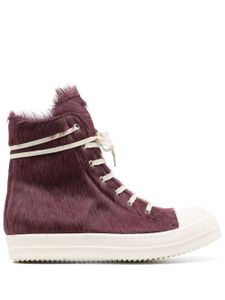 Rick Owens baskets montantes en poil de poney - Rouge