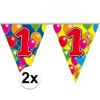 2x Leeftijd versiering vlaggenlijnen 1 jaar 10 meter