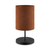 Scandinavische stijl Tafellamp - Corduroy Lampenkap - Cilinder - Brown - ø20 x 40 cm - E27 Fitting - Geschikt voor Woonkamers en slaapkamers - Met schakelaar