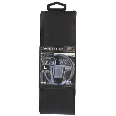 Car Plus stuurhoes Comfort Grip Vent uni kunstleer zw/rd 39 40 cm