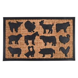 Deurmat - boerderijdieren thema - 75 x 45 cm - rubber/kokosvezel - buitenmat