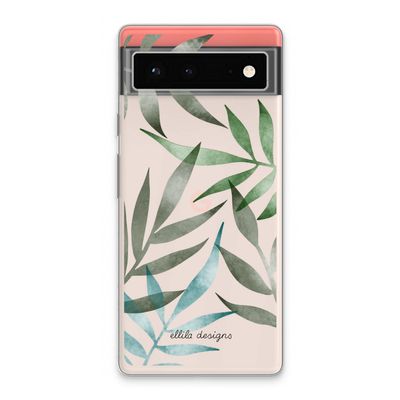 Tropical watercolor leaves: Google Pixel 6 Transparant Hoesje