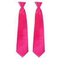 Carnaval verkleed stropdas - 2x - roze - volwassenen - 40 cm - met elastiekje
