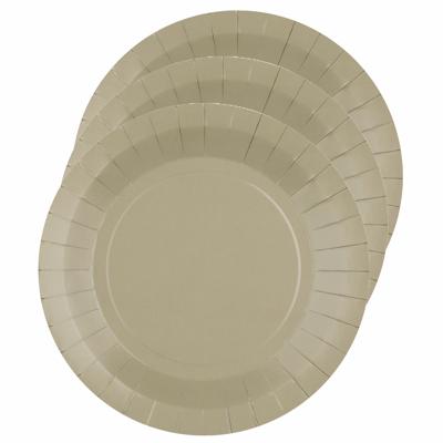 Feest gebaksbordjes - taupe - 10x - karton - 17 cm - rond - kartonnen feestbordjes