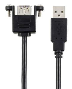 Renkforce USB-kabel USB 2.0 USB-A stekker, USB-A bus 0.25 m Zwart Voor inbouw, Schroefbaar RF-5720402