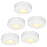 Set van 5 Pavo - Platte LED opbouwspots 23mm - 3W 300lm - 2700K - Dimbaar - Rond - IP44 - Wit