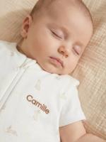 Mouwloze, aanpasbare trappelzak met centrale opening bio KONIJN AOP wit, bedrukt