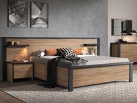 Tweepersoonsbed FELINDRA 140x190 cm franse eik