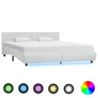 Bedframe met LED kunstleer wit 180x200 cm