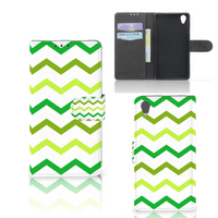 Sony Xperia Z1 Telefoon Hoesje Zigzag Groen - thumbnail