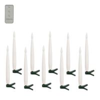 Taper LED Kaarsen met Clip 15.5x1.5 cm 10 Stuks + Afstandsbediening Wit