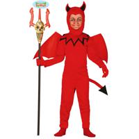 Duivel verkleedkleding kostuum voor kinderen - rood - jumpsuit - Halloween - thumbnail