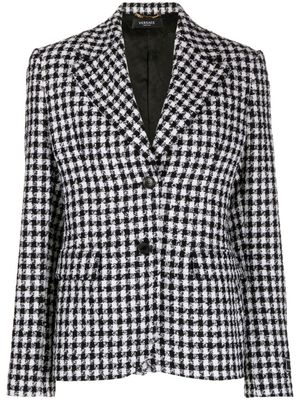Versace blazer boutonné à motif pied de poules - Noir