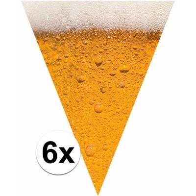 Bierglas print vlaggenlijn - 6x - slinger - 650 cm - bierfeest/oktoberfest versiering - kunststof