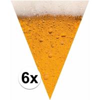 Bierglas print vlaggenlijn - 6x - slinger - 650 cm - bierfeest/oktoberfest versiering - kunststof
