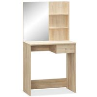 The Living Store Kaptafel Eiken - 75 x 40 x 141 cm - Spiegel - Lade en Schappen - thumbnail