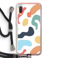 Memphis Shapes Blue: Samsung Galaxy A20e Transparant Hoesje met koord