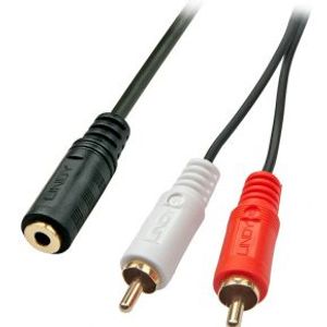 Lindy 35677 audio kabel 0,25 m 2 x RCA 3.5mm Zwart, Rood, Wit