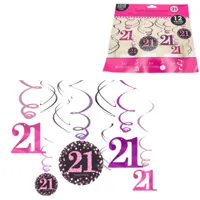 Amscan Spiraal hanger happy birthday 21 jaar 61 cm set van 12 | 48 stuks