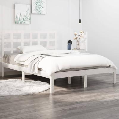 Bedframe massief hout wit 160x200 cm