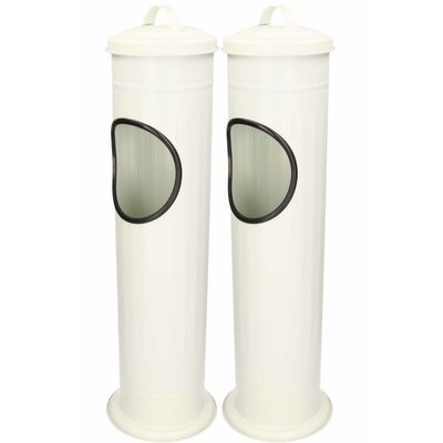2x Staande asbakken met afvalbakje en deksel wit 60 cm