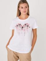 Puur linnen T-shirt met aquarel print Puur linnen T-shirt met aquarel print