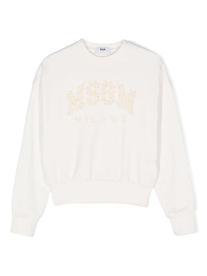 MSGM Kids sweat à effet usé - Blanc